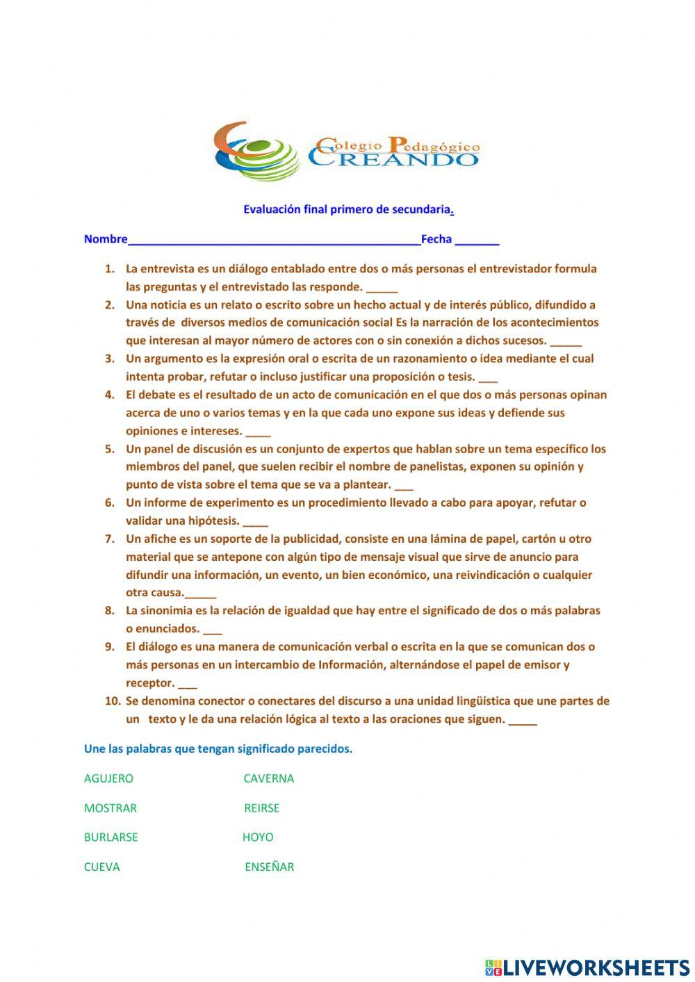 Evaluacion Lengua española