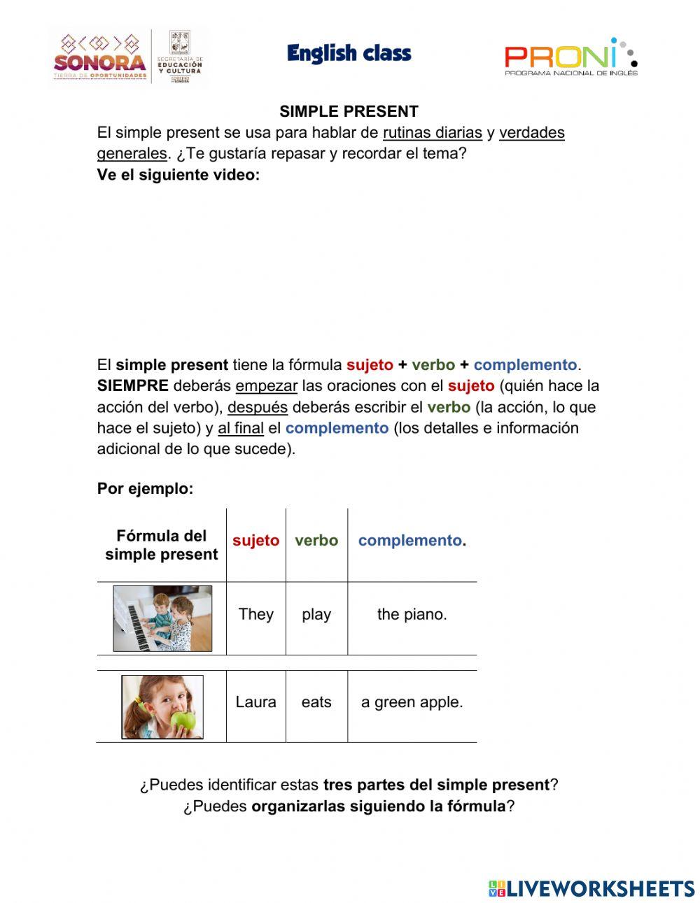 PRACTICE FOR TEST - Unscramble Simple present