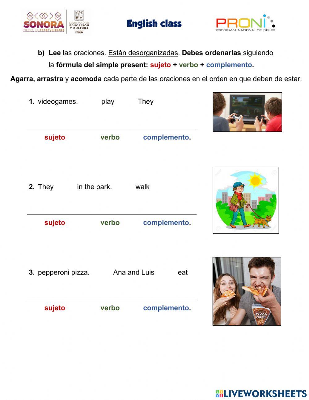 PRACTICE FOR TEST - Unscramble Simple present