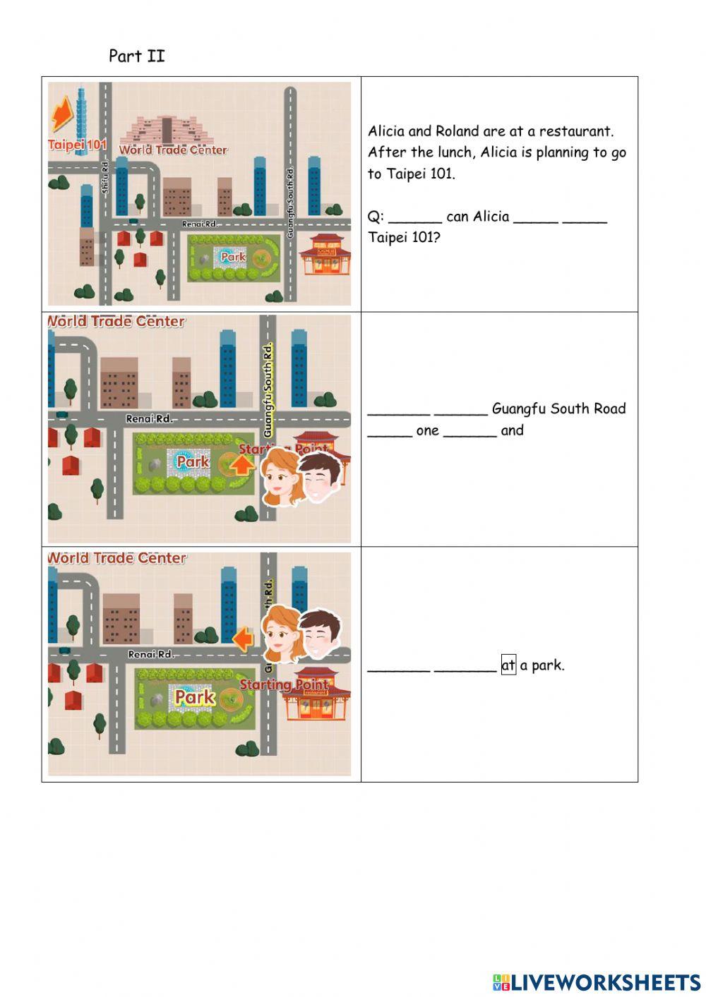 Asking for And Giving Directions Worksheet