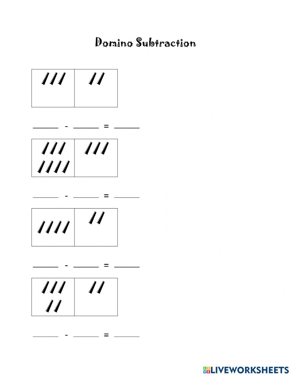 Domino Math 15 Subtraction