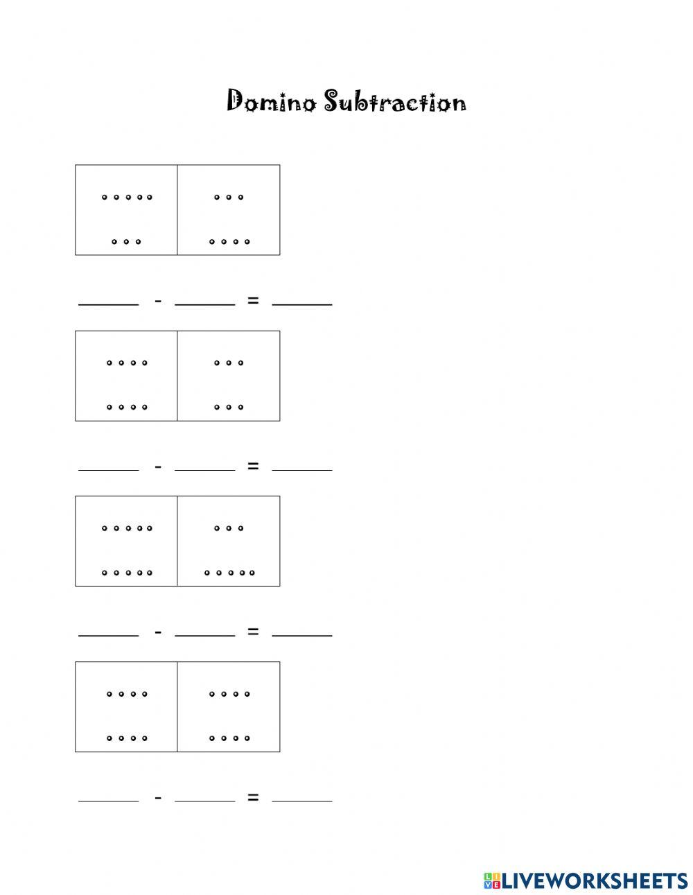 Domino Math 17 Subtraction worksheet Live Worksheets