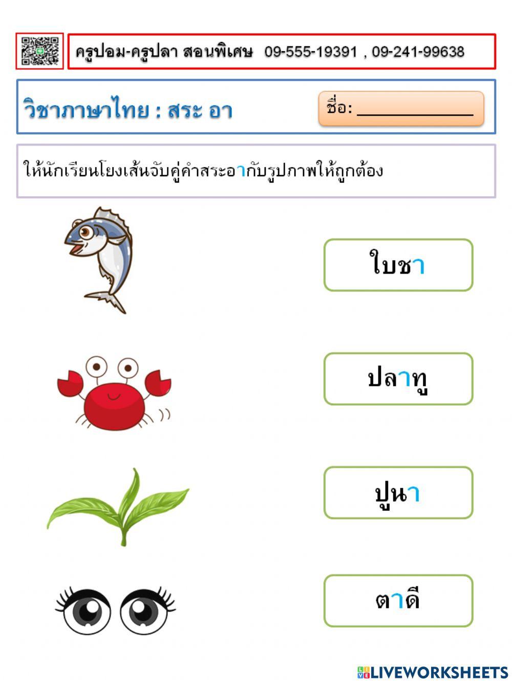 อ่านออกเขียนได้ สระอา