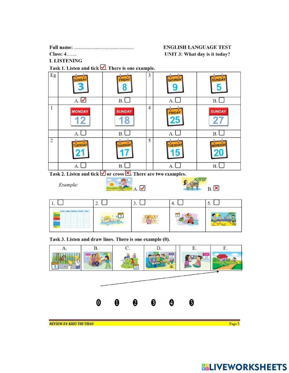 Unit 3: What day is it today? exercise | Live Worksheets