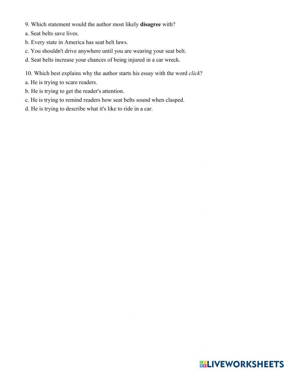 2063551 nonfiction reading test seat belts abdulkader
