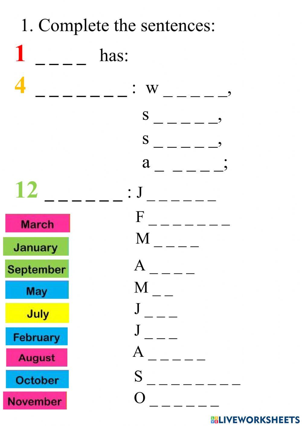 Seasons, Months, Weather