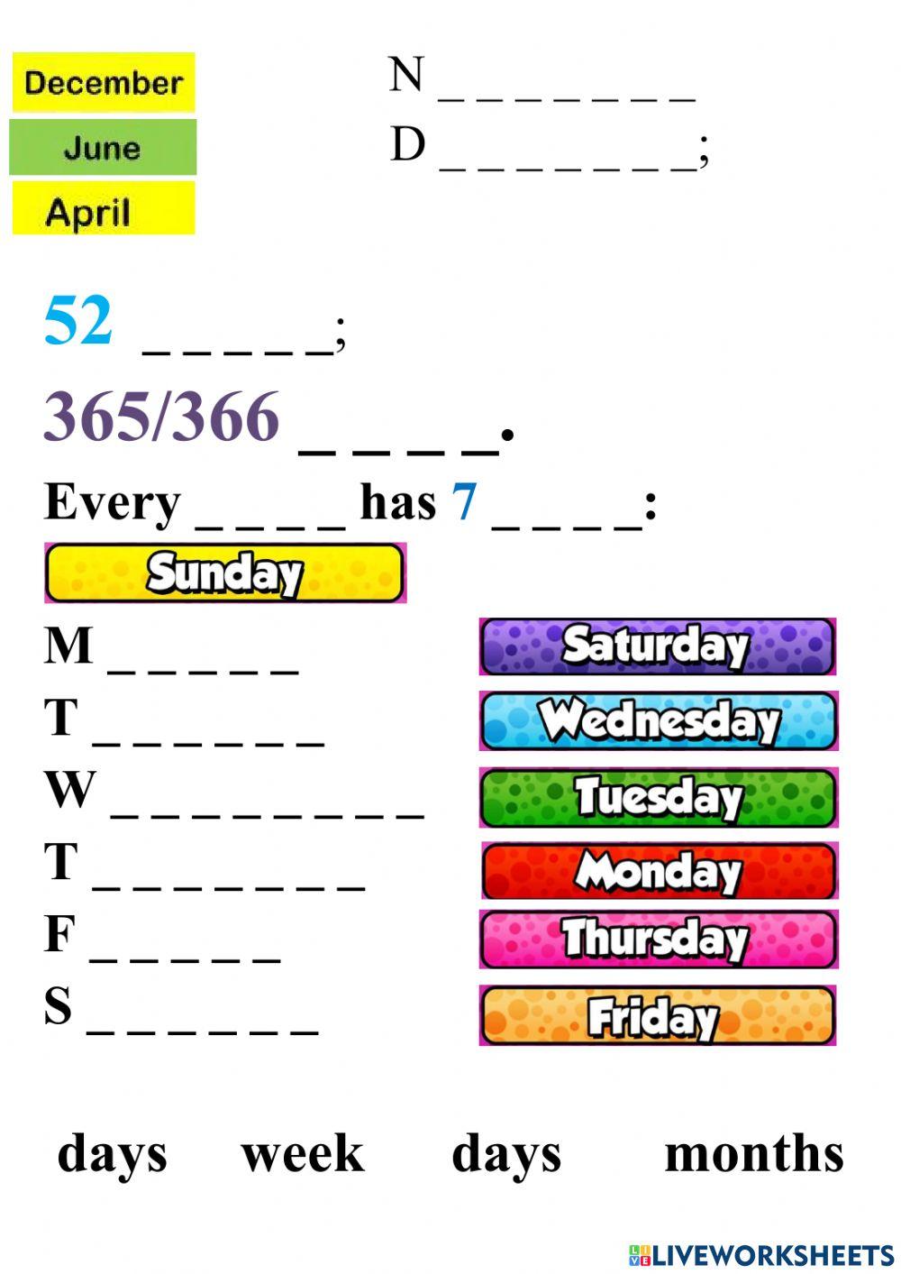 Seasons, Months, Weather