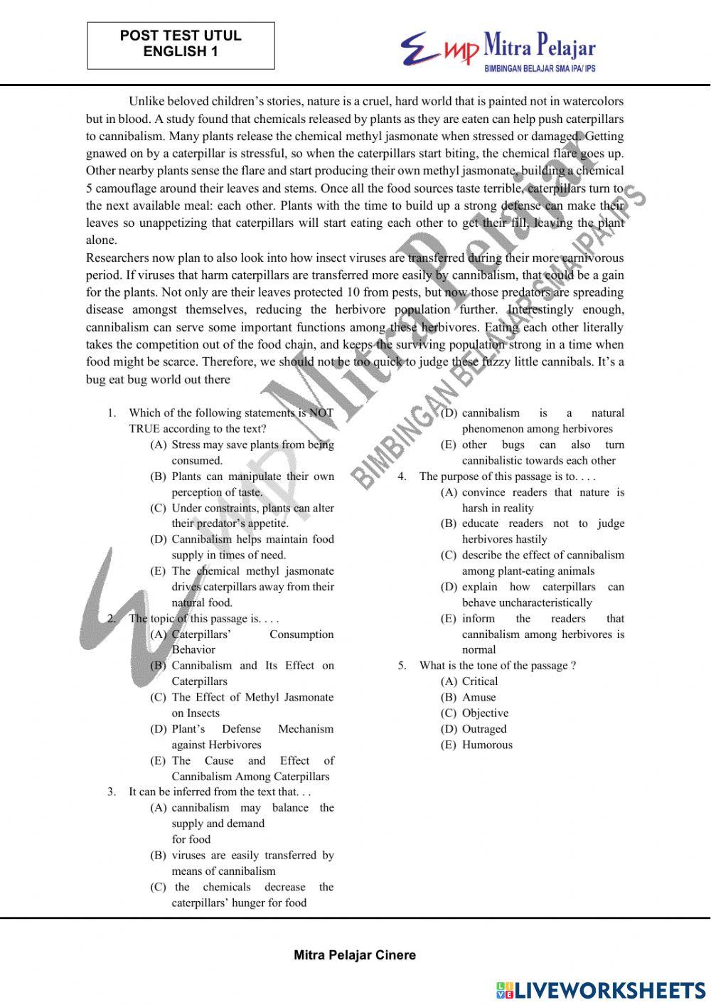 Post test utul english 1