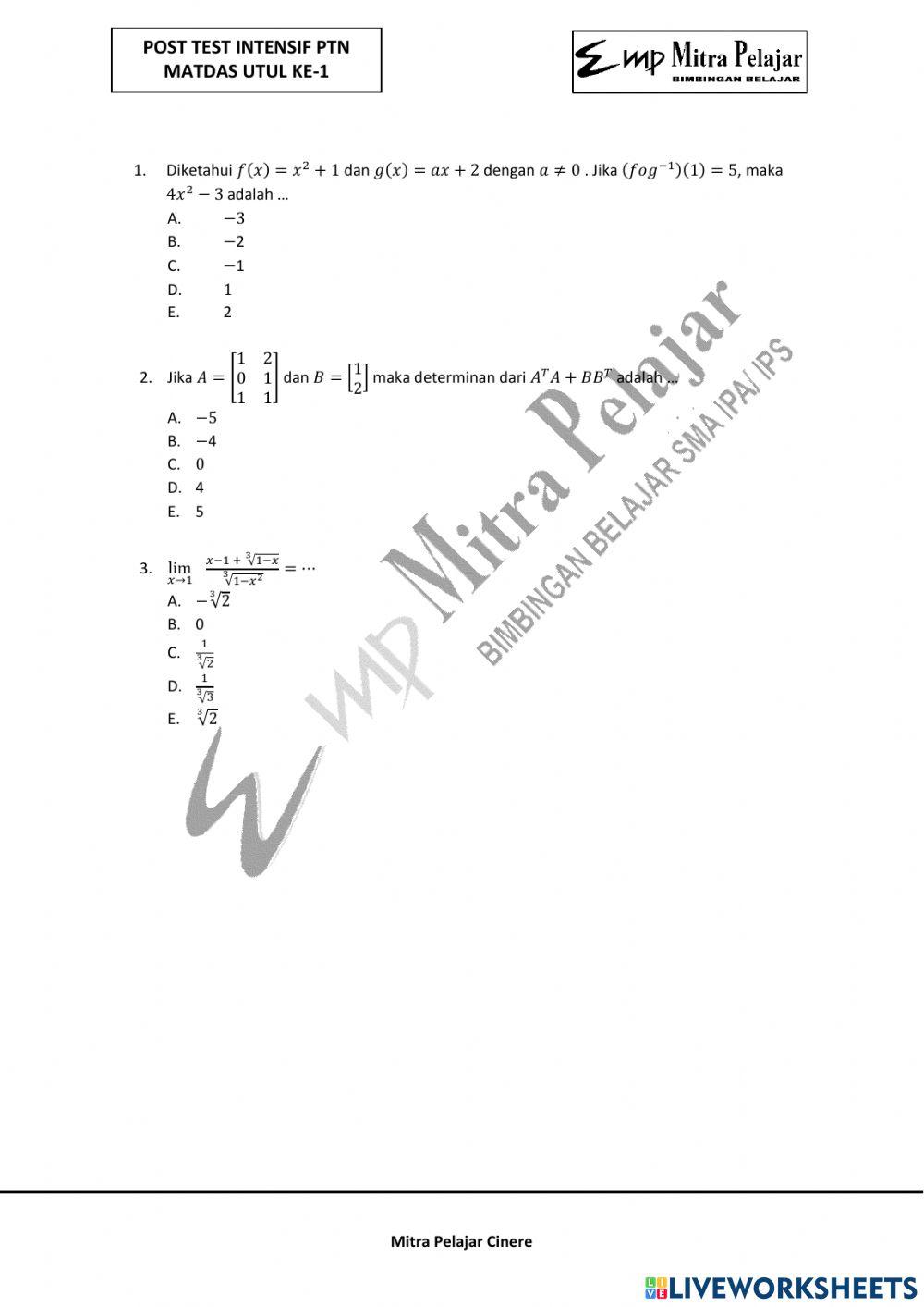 Posttest matdas utul 1