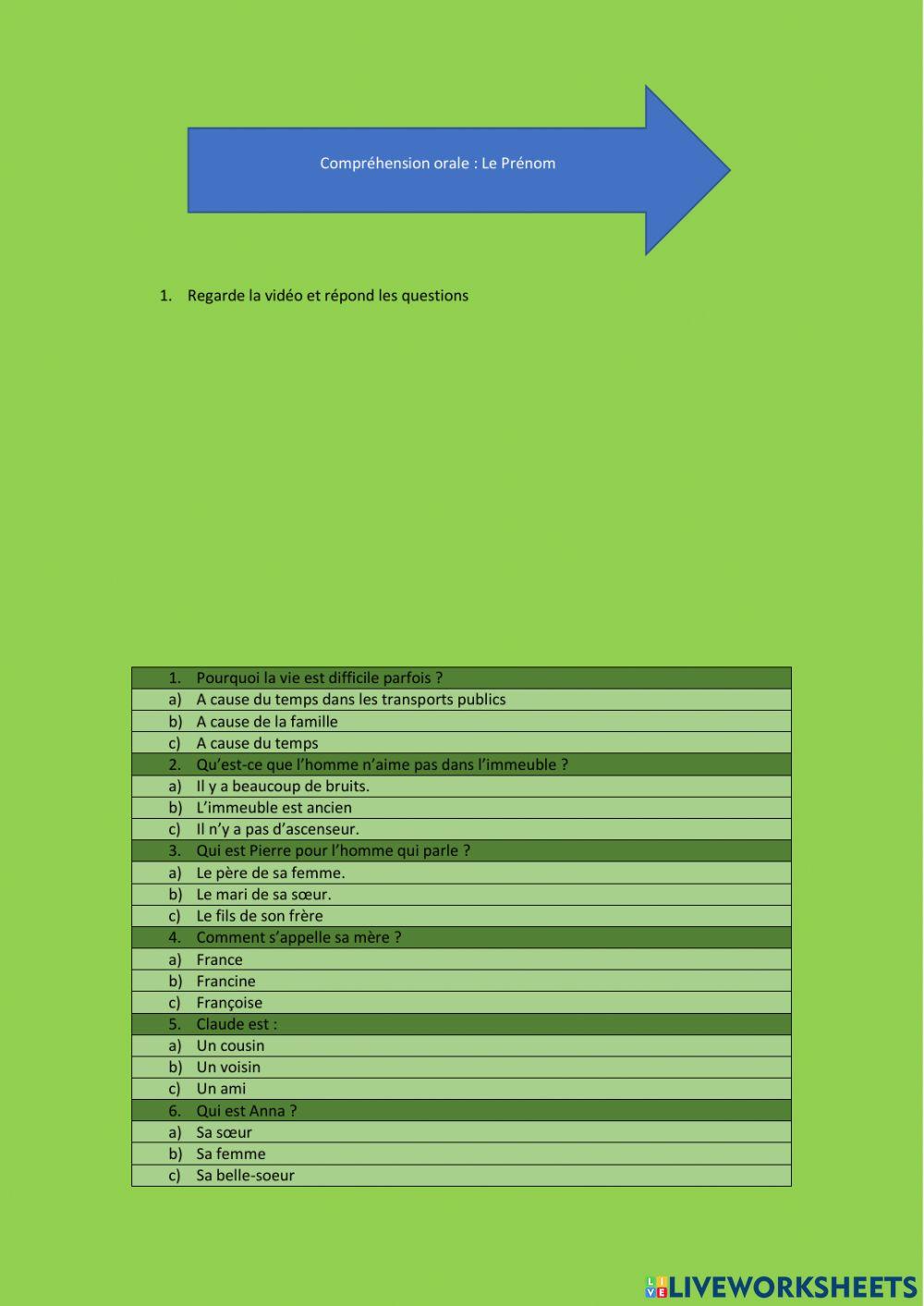 Exam: compréhension