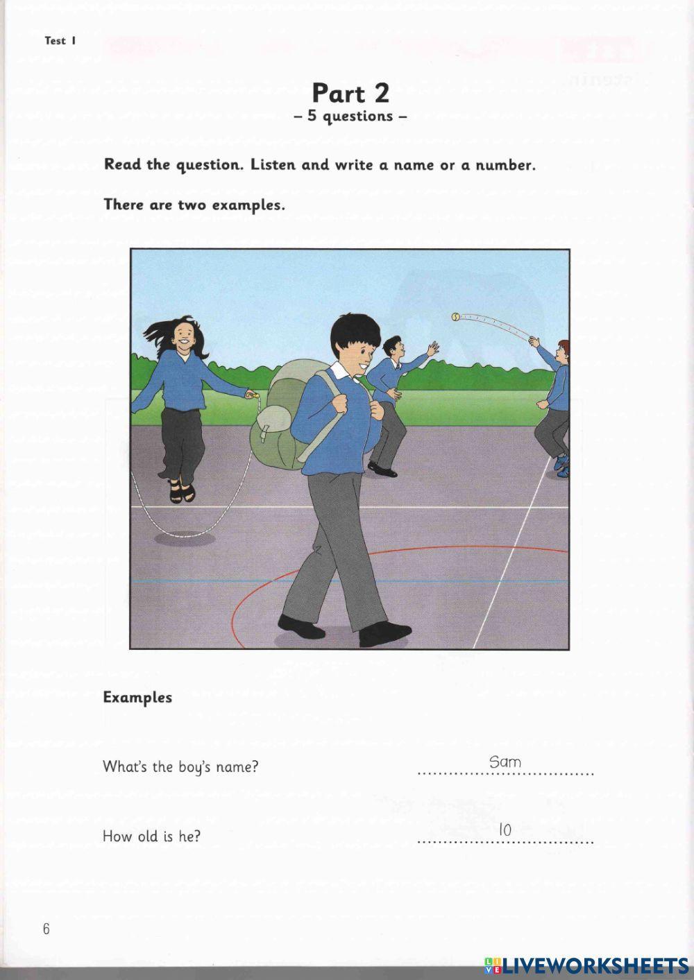 Starters - Test 1 - Book 1 - listening