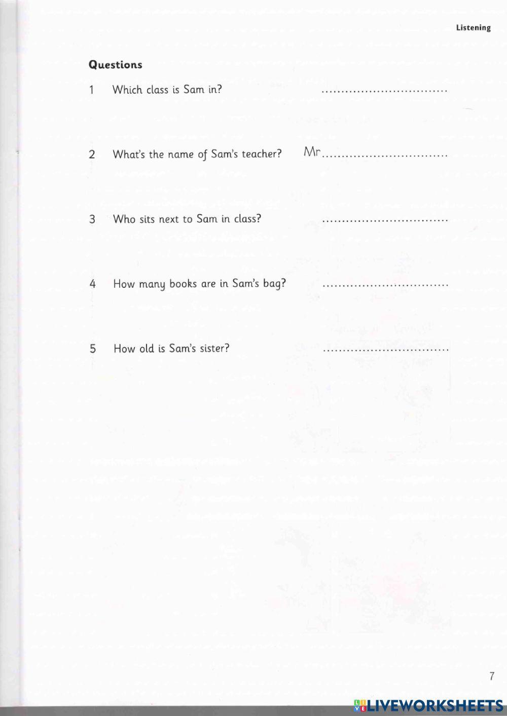 Starters - Test 1 - Book 1 - listening