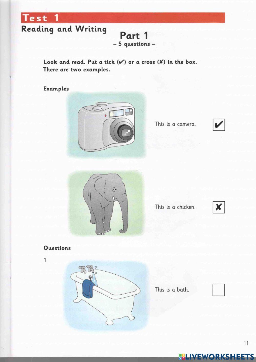 Starters - Test 1- Book 1 - Reading+Writing