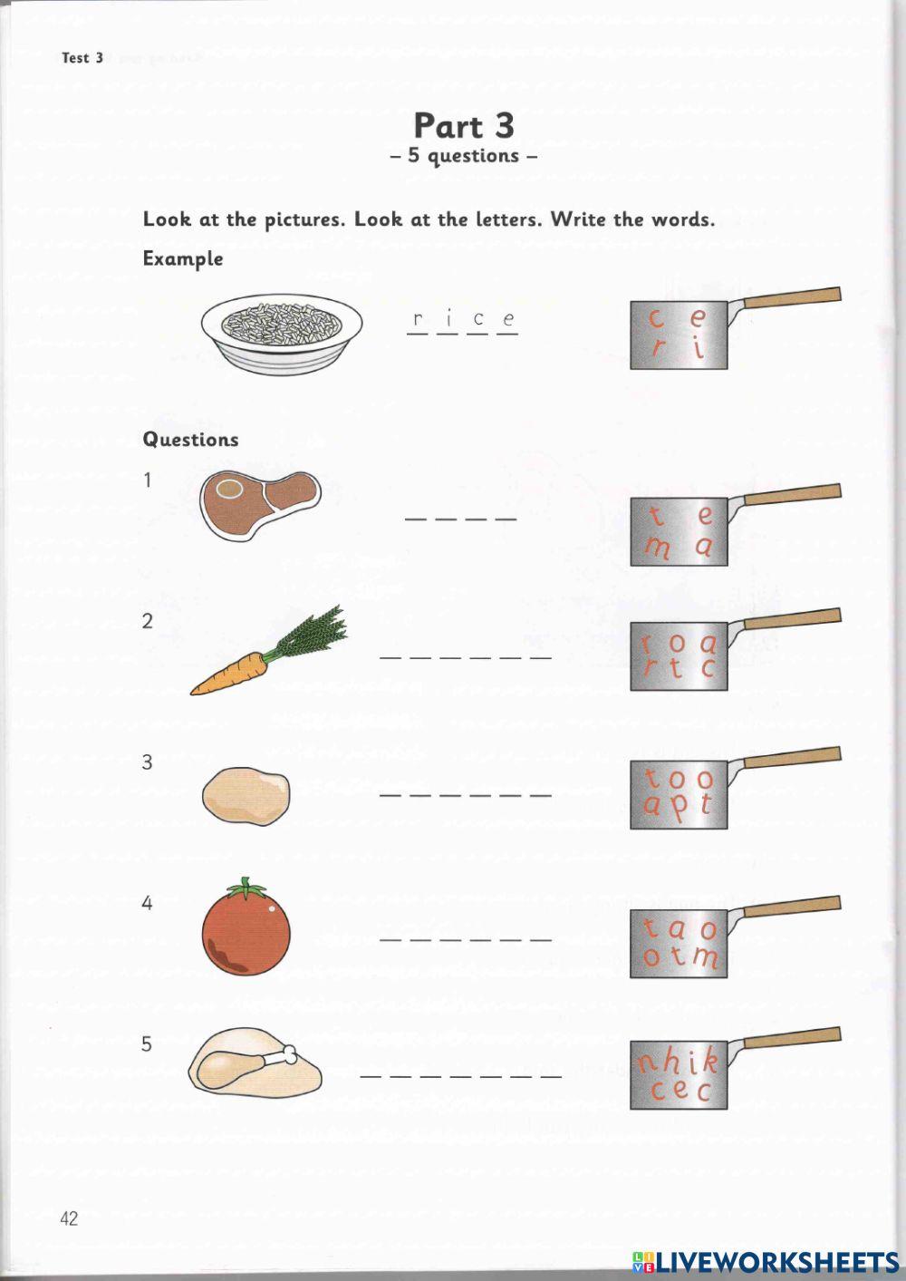 Starters - Test 3 - Book 1 - Reading+Writing