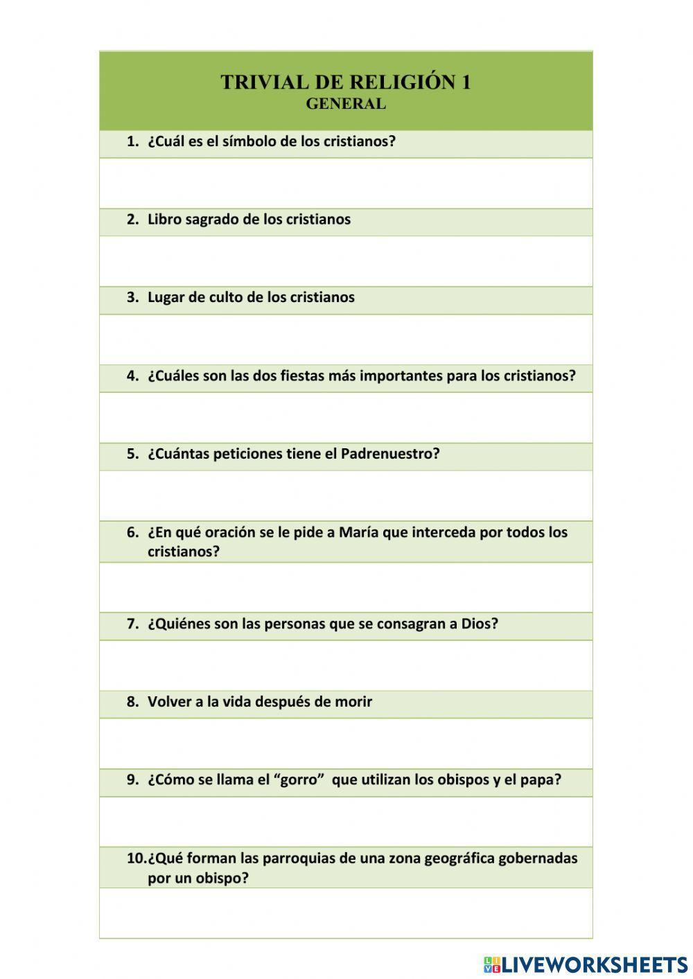 Trivial de Religión 1: General
