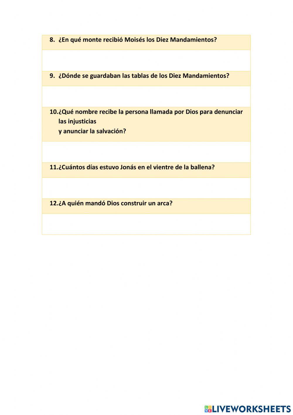 Trivial de Religión 5: Antiguo Testamento