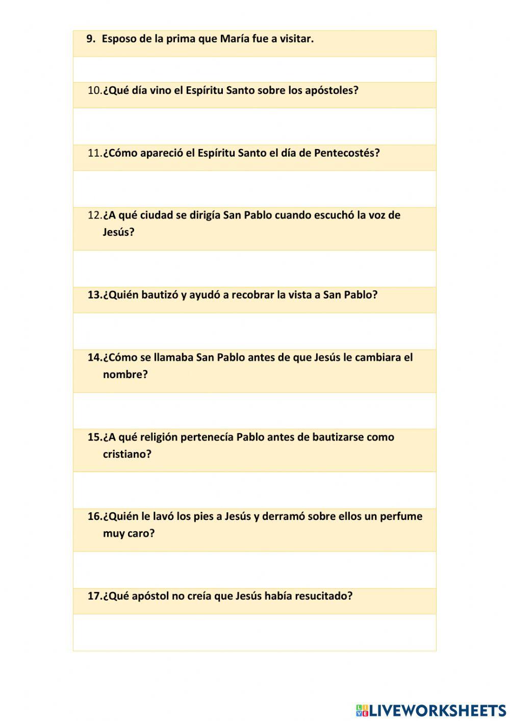 Trivial de Religión 6: Nuevo Testamento