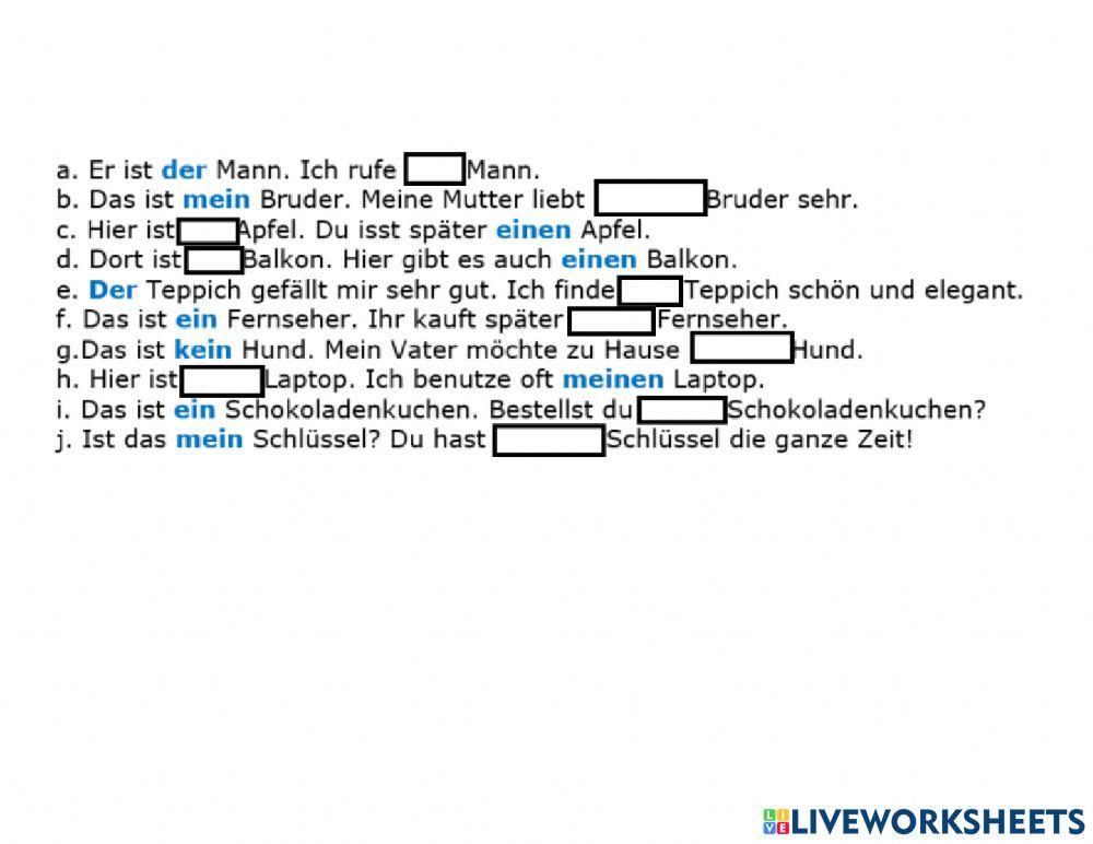 Akkusativ Drill-Übung