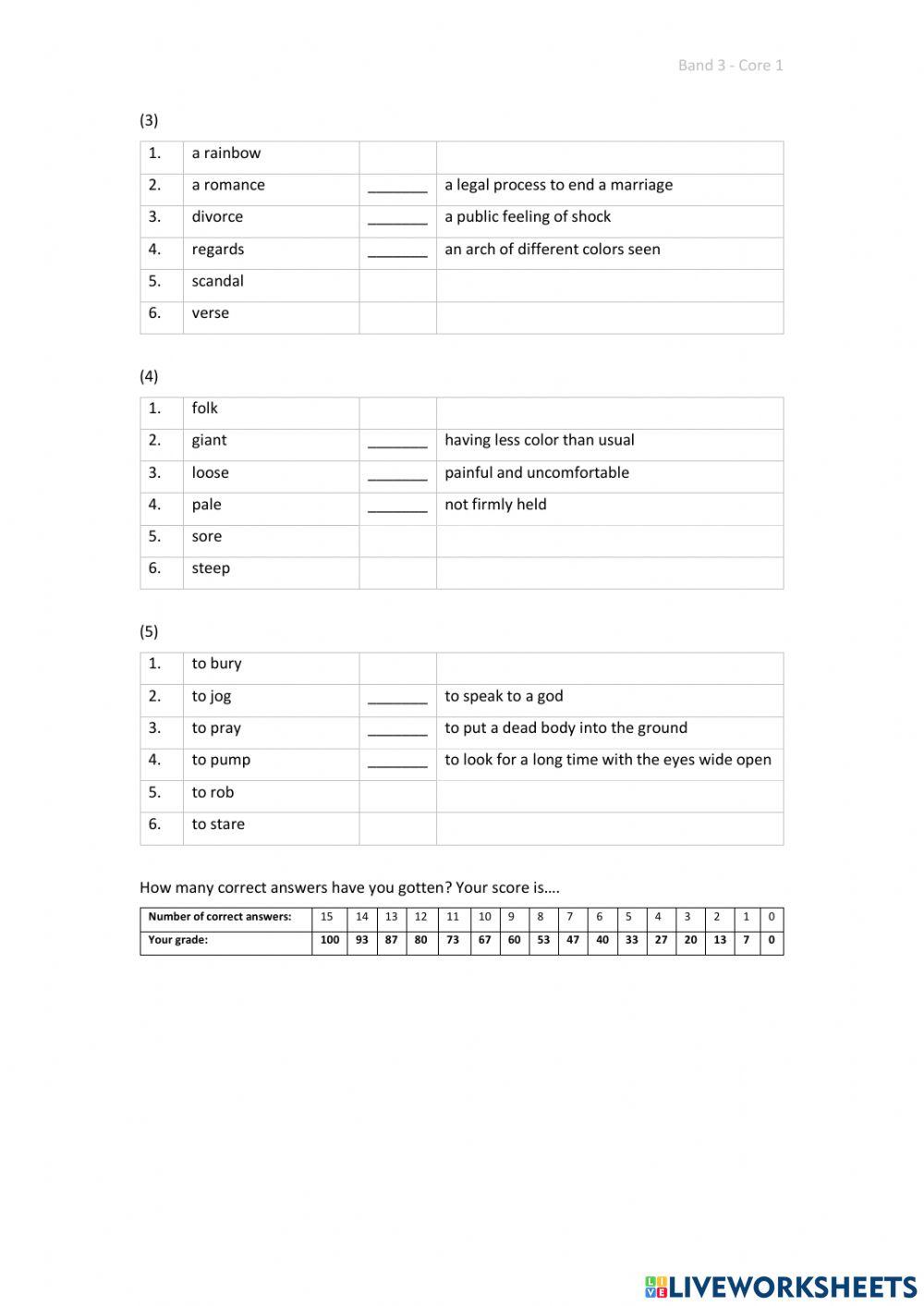Band 3 (Core 1) - Unit 36 - Test