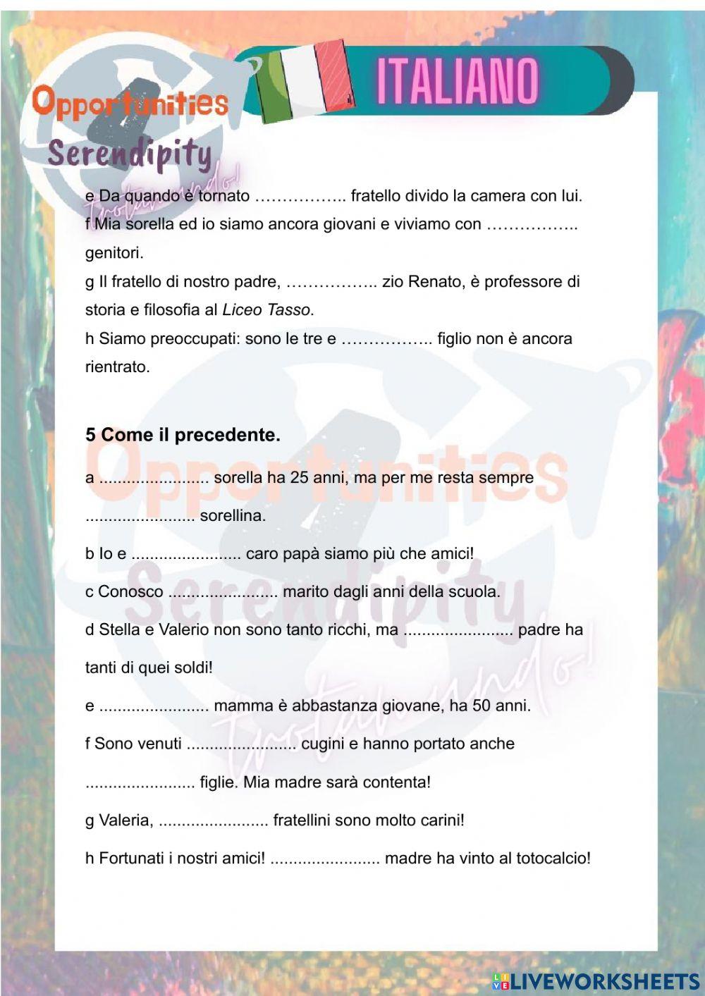 Progetto italiano, tarea 5