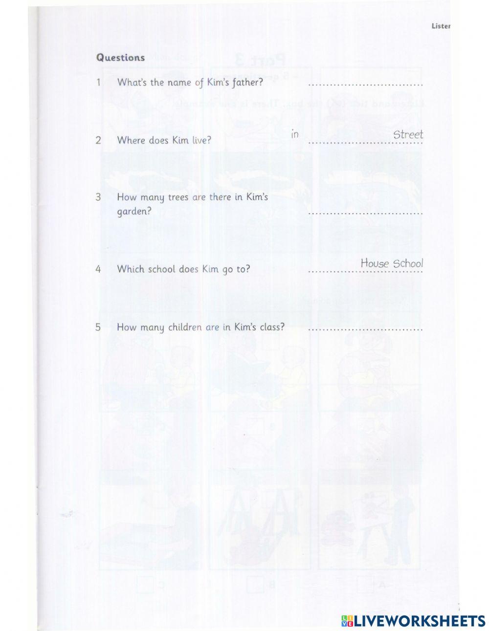 Starters - Test 1 - book 2 - Listening