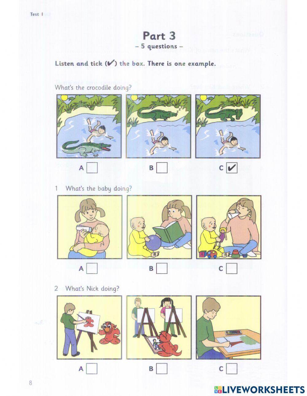 Starters - Test 1 - book 2 - Listening