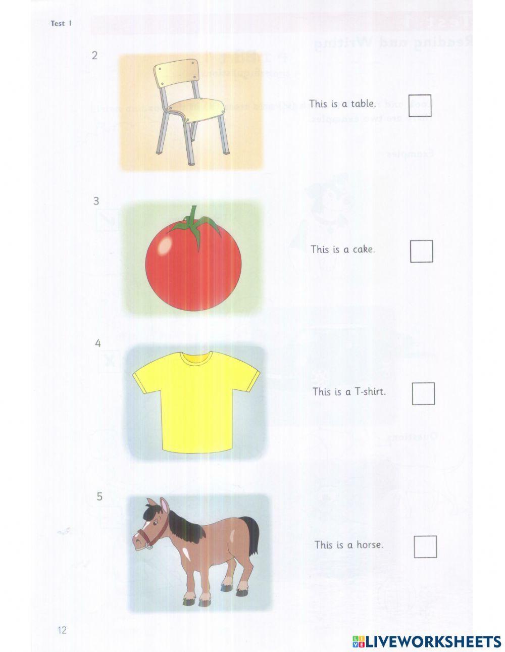 Starters - Test 1 - Book 2 - Reading+Writing