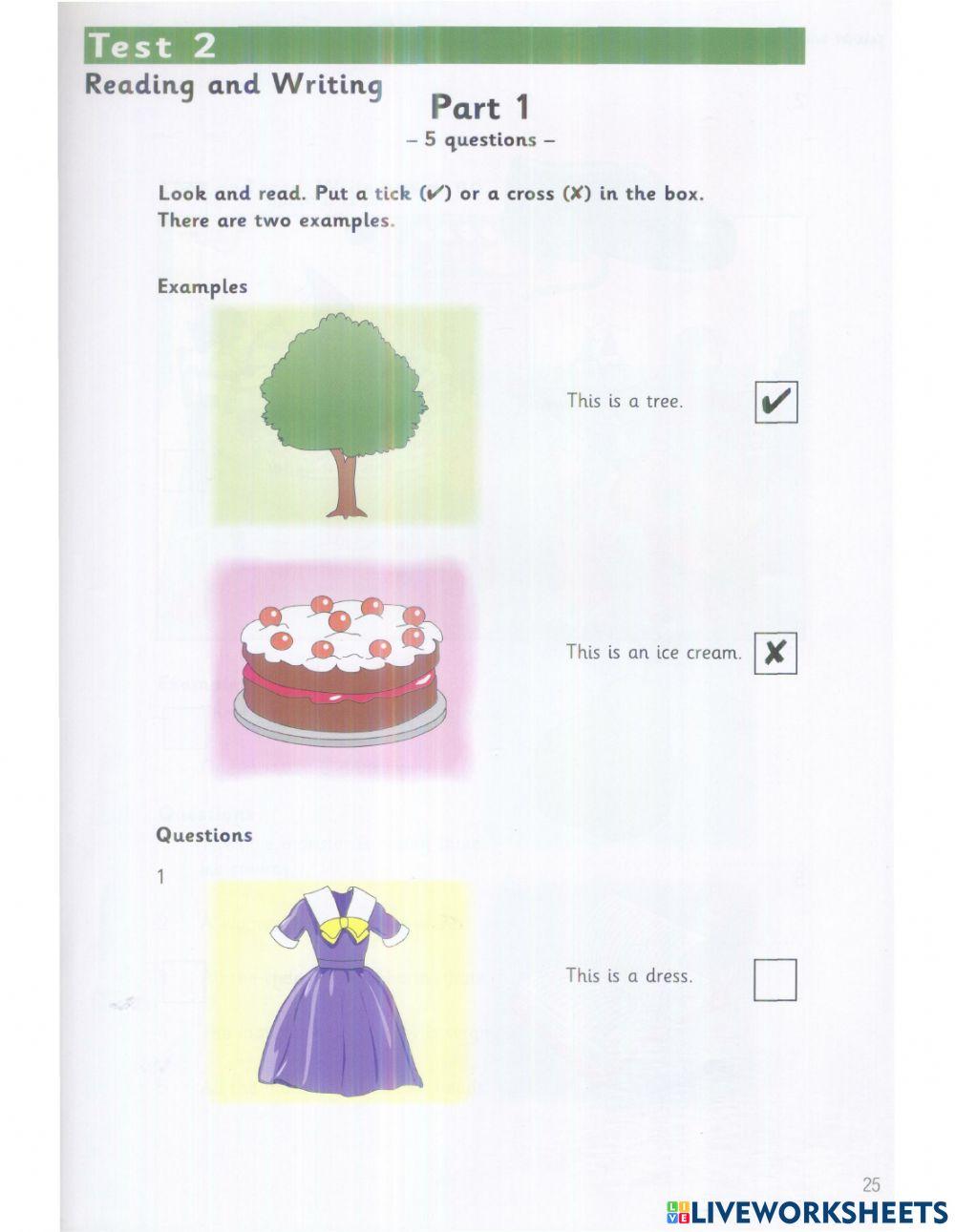 Starters - Test 2 - Book 2 - Reading+Writing
