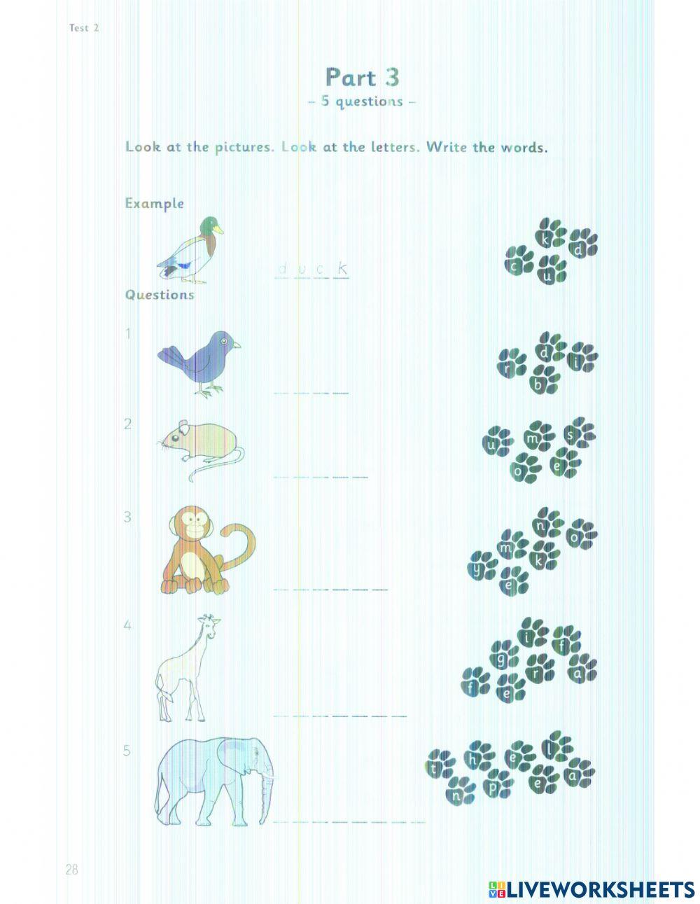 Starters - Test 2 - Book 2 - Reading+Writing