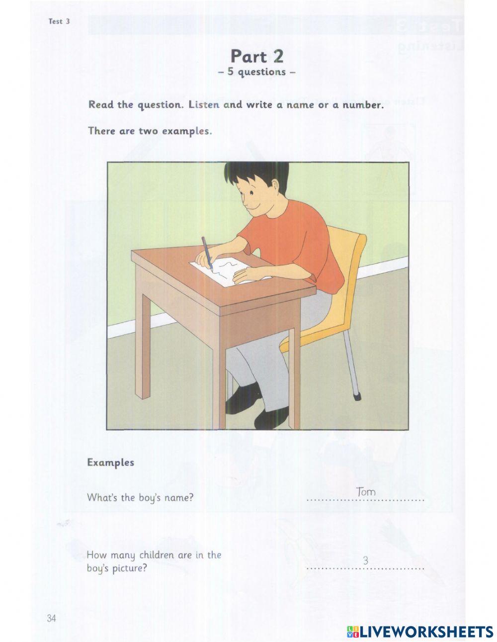 Starters - Test 3 - Book 2 - Listening