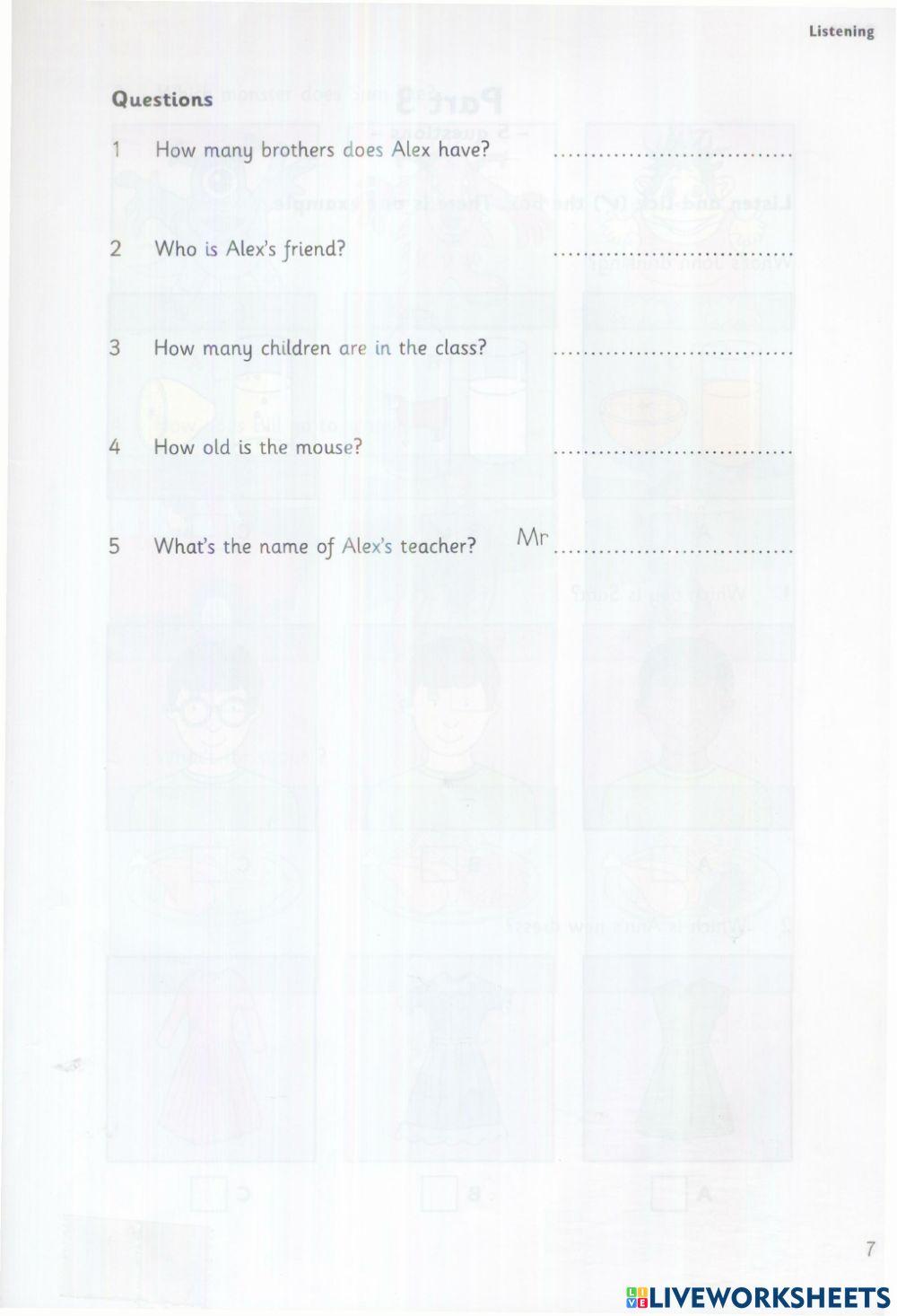 Starters - Test 1 - Book 3 -Listening