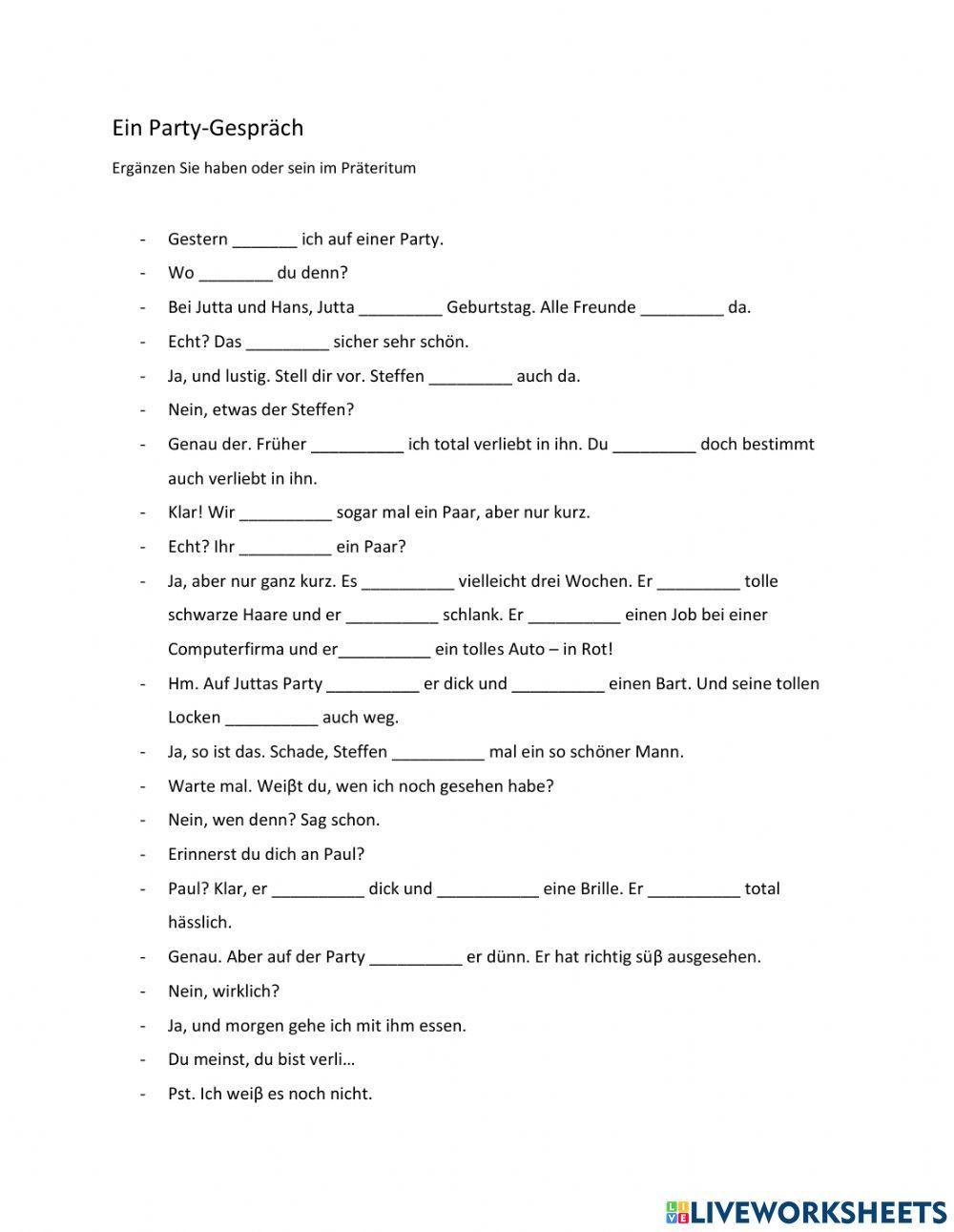 Das Präteritum mit haben und sein