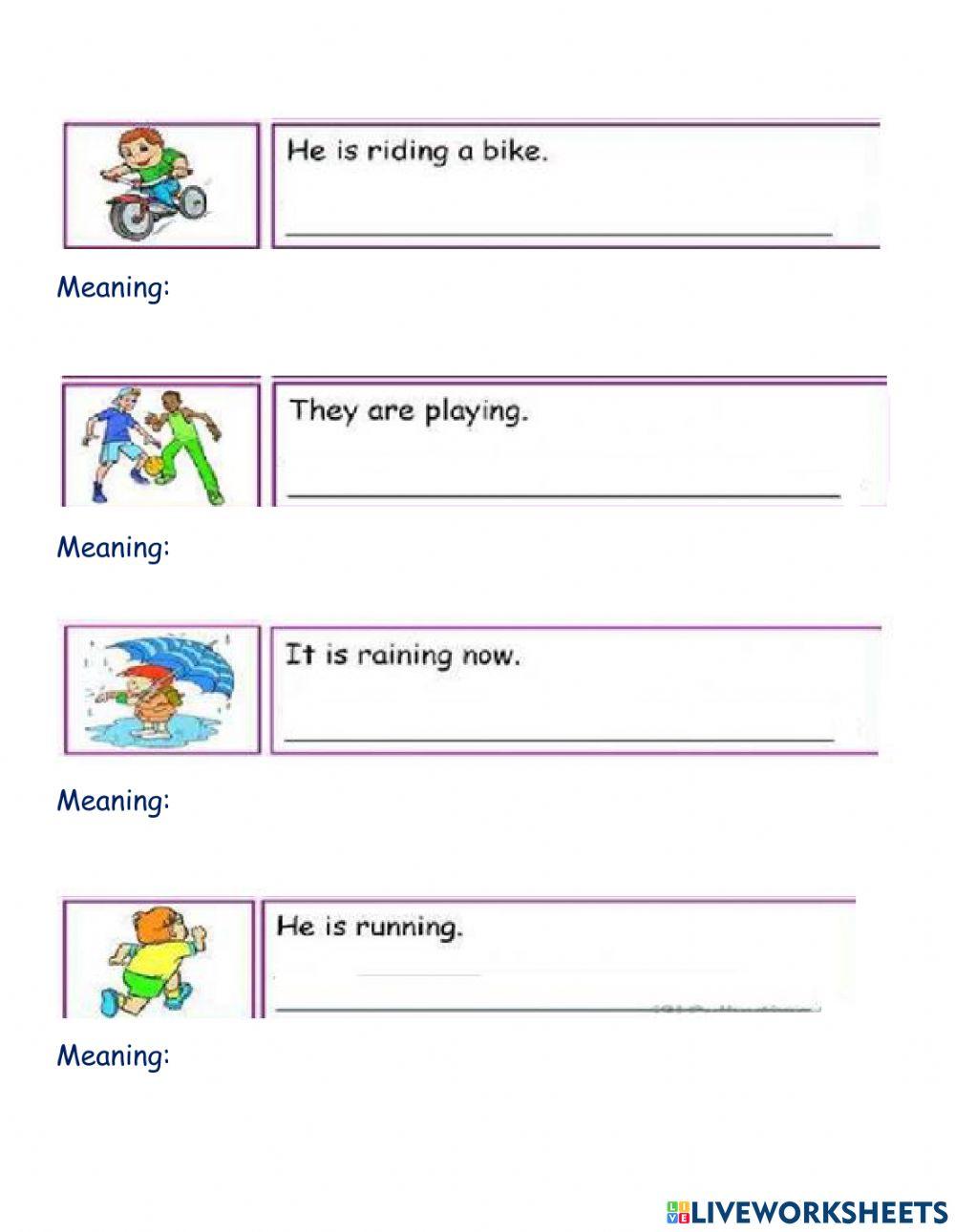 (6) Present Progressive, negative sentences