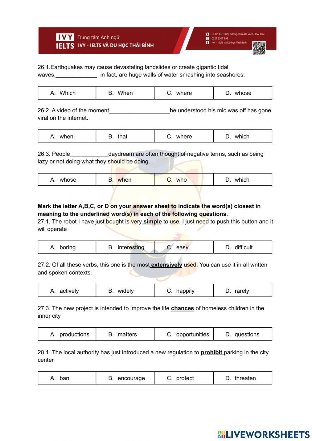 Tổng hợp 25 chủ điểm ngữ pháp tiếng Anh thi vào lớp 10