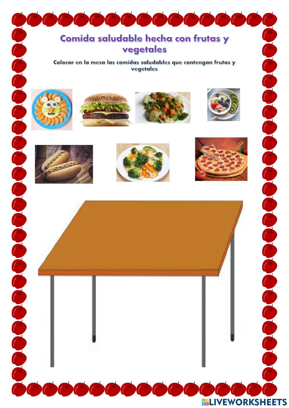 Comida saludable hecha con frutas y vegetales