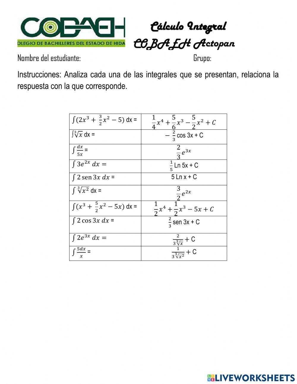 Examen de cálculo integral