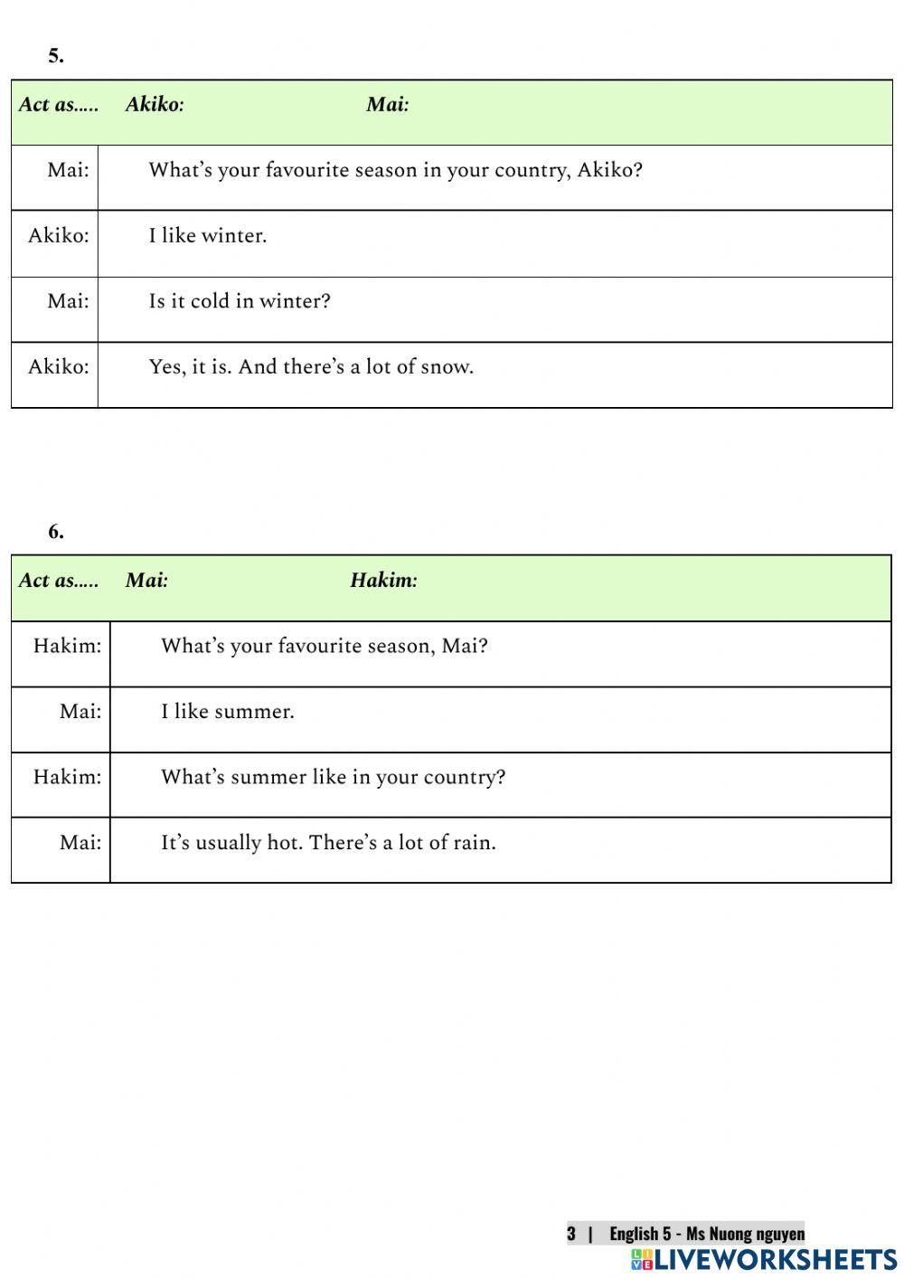 E5U18 (speaking) What will the weather be like tomorrow? -nuongnguyen