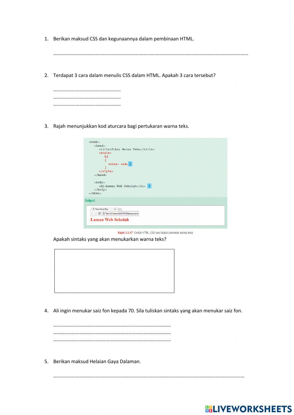 Menggunakan Cascading Stye Sheets (CSS) untuk menggayakan Text, Font, Background, Table, Borders dan Position