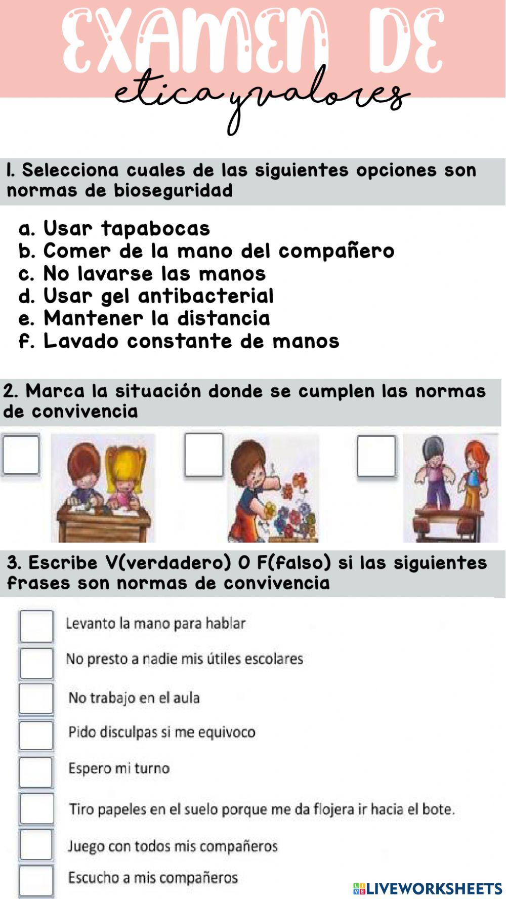 EXAMEN Ética y Valores 3°