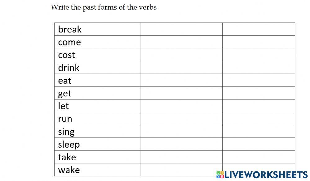 Irreglur verbs test