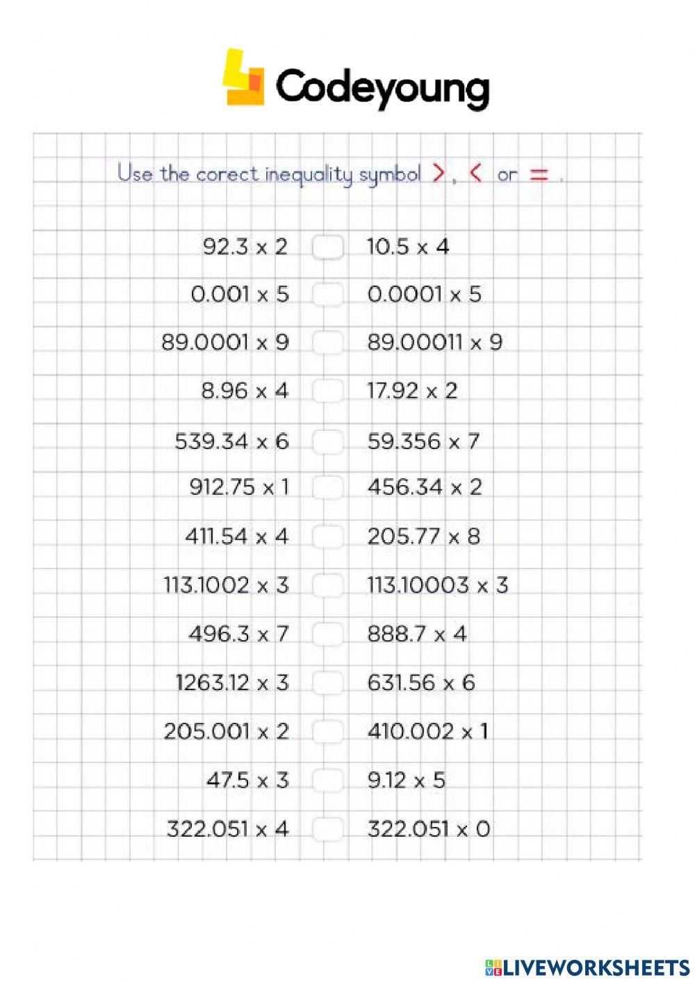 Applied Problems on Decimal Multiplication and Division Concept CW