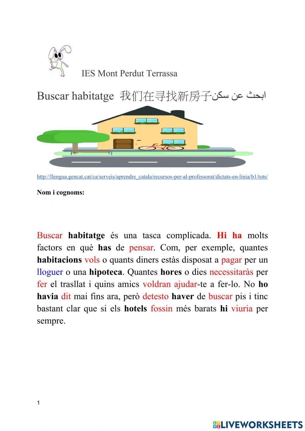 Buscar habitatge  amb text