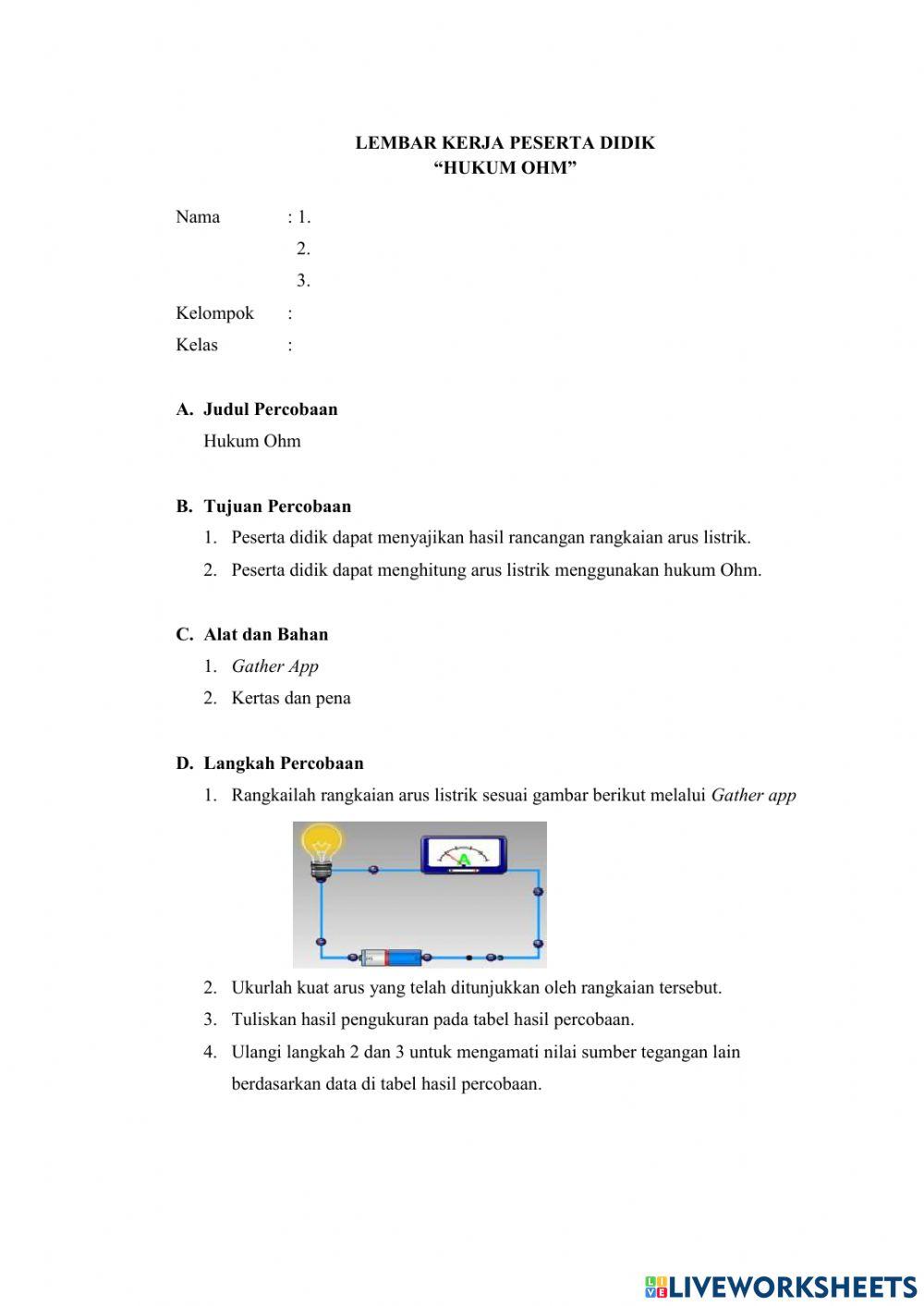 LKPD Hukum Ohm Kelas IX