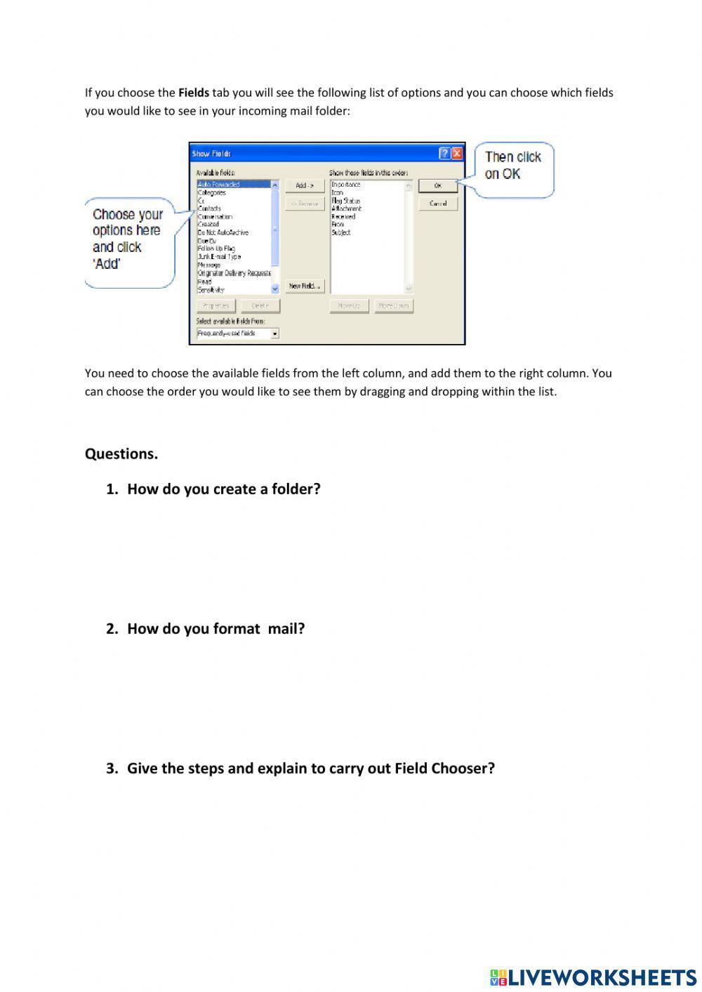 Lesson 4 Creating Folders. Mail Format and Field Chooser