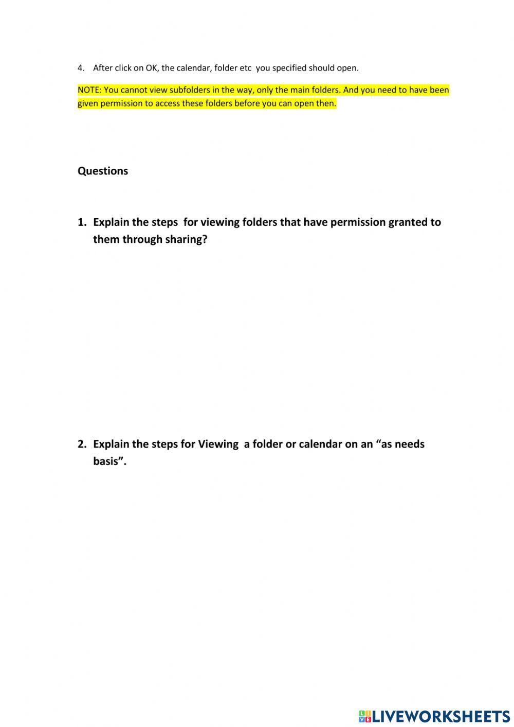 Lesson 6     Viewing folders and Tasks with Permission