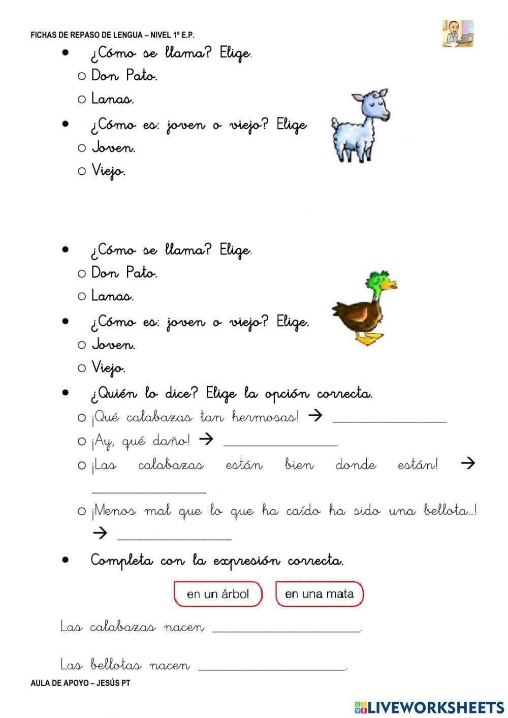 Ficha Lengua 51-1EP-Lectura comprensiva