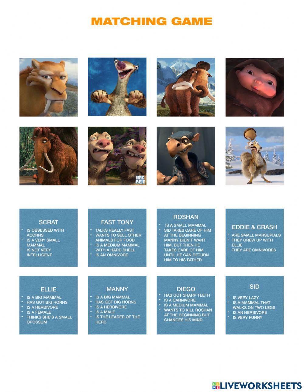 Ice Age Matching Game