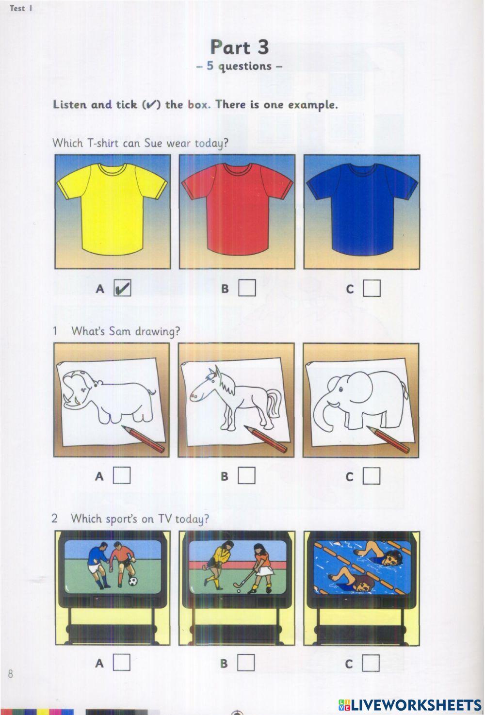 Starters - Test 1 - Book 4 - Listening