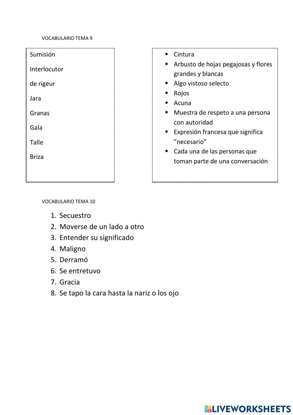 Vocabulario