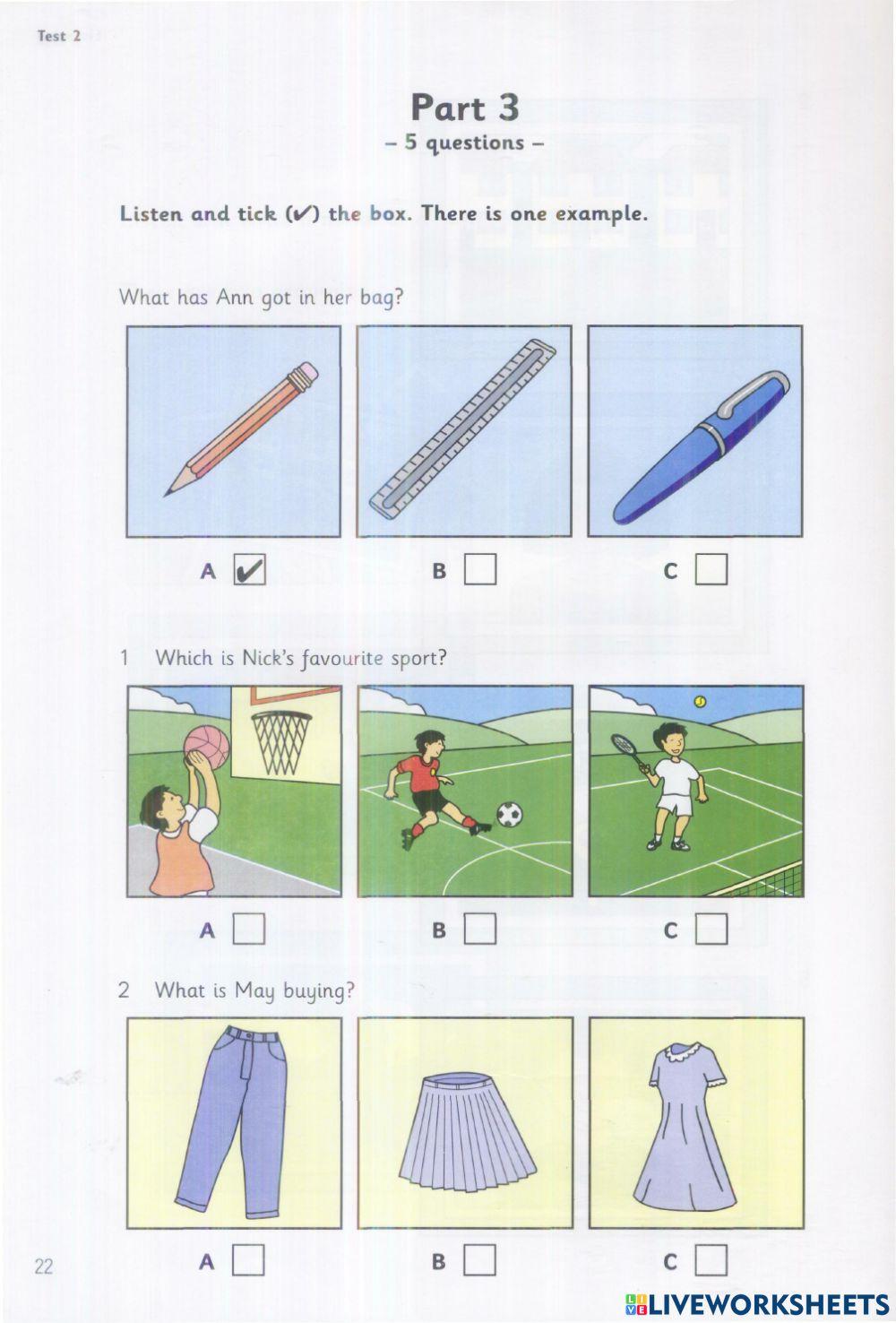 Starters - Test 2 - Book 4 - Listening